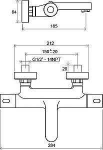 Смеситель для ванны Ravak Termo TE 023.00 купить в интернет-магазине сантехники Sanbest