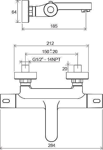Смеситель для ванны Ravak Termo TE 023.00 купить в интернет-магазине сантехники Sanbest