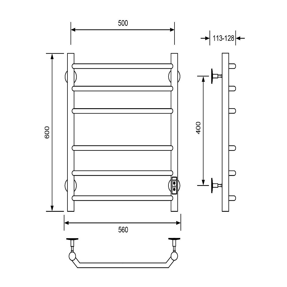 Полотенцесушитель электрический Veconi Cantu-A C6050B-A черный купить в интернет-магазине сантехники Sanbest