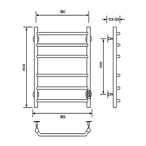 Полотенцесушитель электрический Veconi Cantu-A C6050B-A черный купить в интернет-магазине сантехники Sanbest