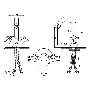 Смеситель для раковины Kaiser Cross 41011 купить в интернет-магазине сантехники Sanbest
