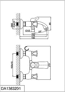 Смеситель для ванны D&K Hessen Grimm DA1383201 купить в интернет-магазине сантехники Sanbest