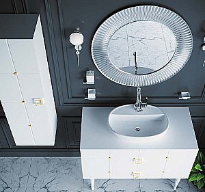 Пенал Armadi Art Vallessi Avantgarde Piazza белый с золотом для ванной в интернет-магазине сантехники Sanbest