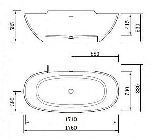 Ванна NT Bagno Genova NT311 176х87 белая матовая купить в интернет-магазине Sanbest