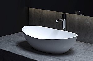 Раковина накладная Salini Noemi 1101103G 56 из искусственного камня S-Sense, белая глянцевая купить в интернет-магазине Sanbest