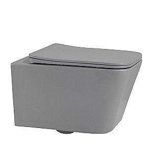 Унитаз подвесной ABBER Rechteck AC1201MG с крышкой микролифт, безободковый, серый матовый купить в интернет-магазине Sanbest