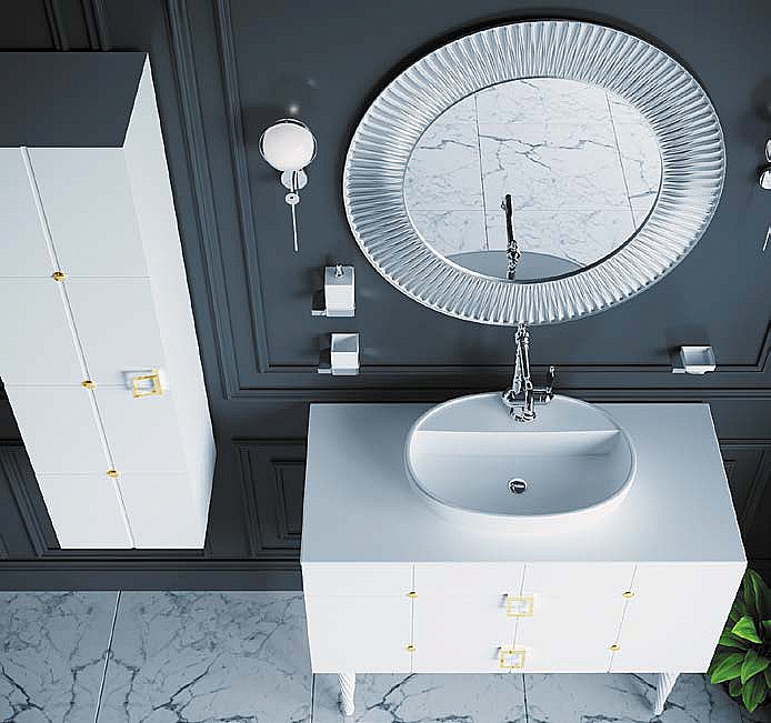 Пенал Armadi Art Vallessi Avantgarde Piazza белый с золотом для ванной в интернет-магазине сантехники Sanbest