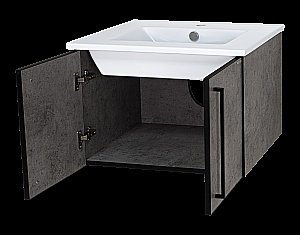 Тумба с раковиной Misty ROCK 06075-50-2 75 темно-серая для ванной в интернет-магазине Sanbest