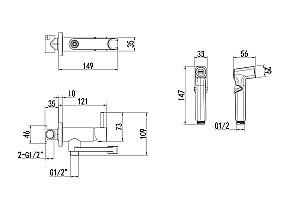 Гигиенический душ Aquatek Ника AQ1819BGM оружейная сталь купить в интернет-магазине сантехники Sanbest
