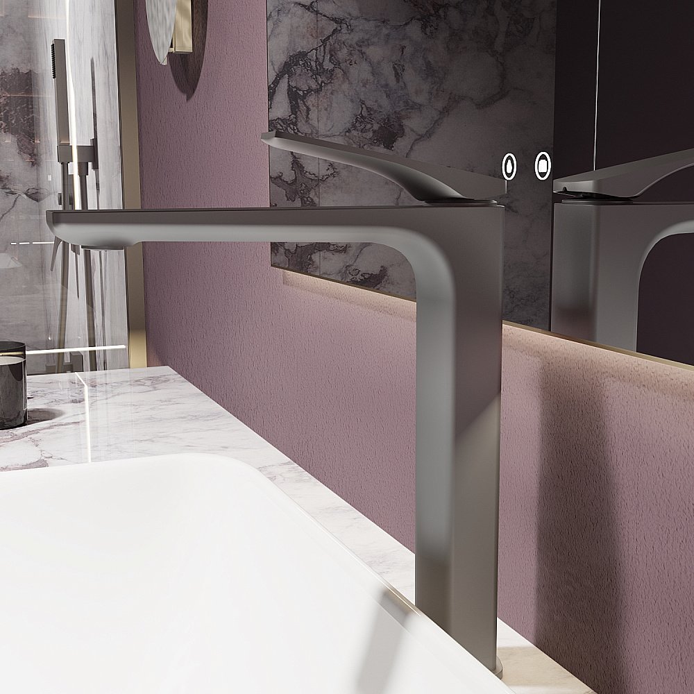 Смеситель для раковины Vincea Puro VBF-5P02GM, вороненая сталь купить в интернет-магазине сантехники Sanbest