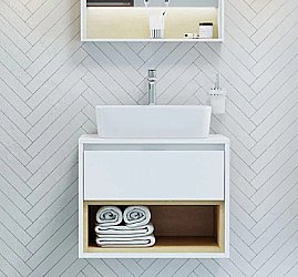 Тумба с раковиной Excellent TUTO MLEX.0102.600.WHBL 60 белый/дуб для ванной в интернет-магазине Sanbest