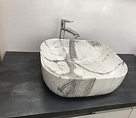 Раковина накладная Ceramalux MNC 50 K397G125 белый мрамор купить в интернет-магазине Sanbest