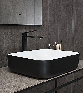 Раковина накладная Gid Geometrico 50 Nc366 52205 белая, черная купить в интернет-магазине Sanbest