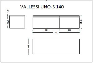 Нижняя тумба Armadi Art VALLESSI UNO-S 140 белый глянец для ванной в интернет-магазине сантехники Sanbest