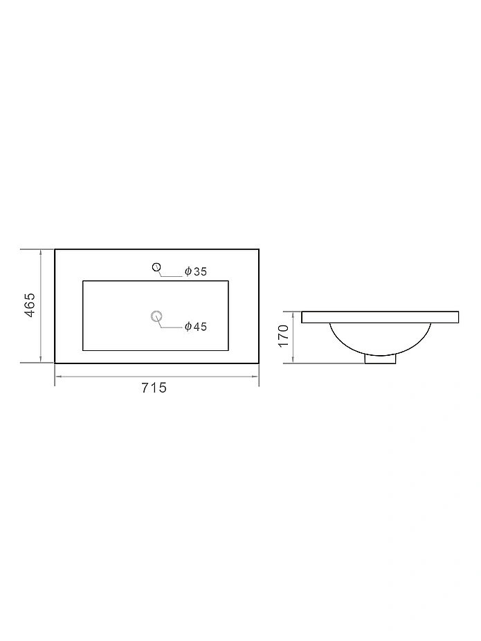 Раковина встраиваемая Orange B03-700W белая купить в интернет-магазине Sanbest