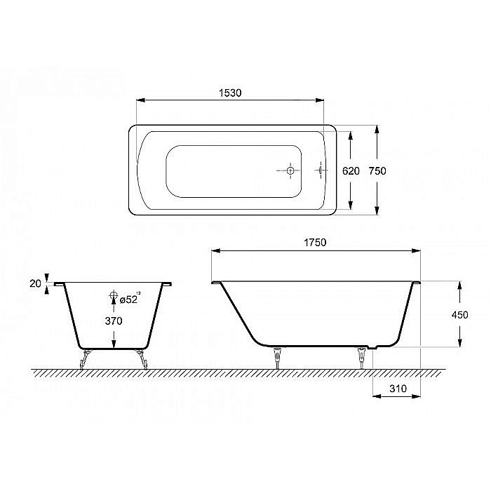 Ванна чугунная Delice Prestige Elite DLR230611R 175х75 белая купить в интернет-магазине Sanbest