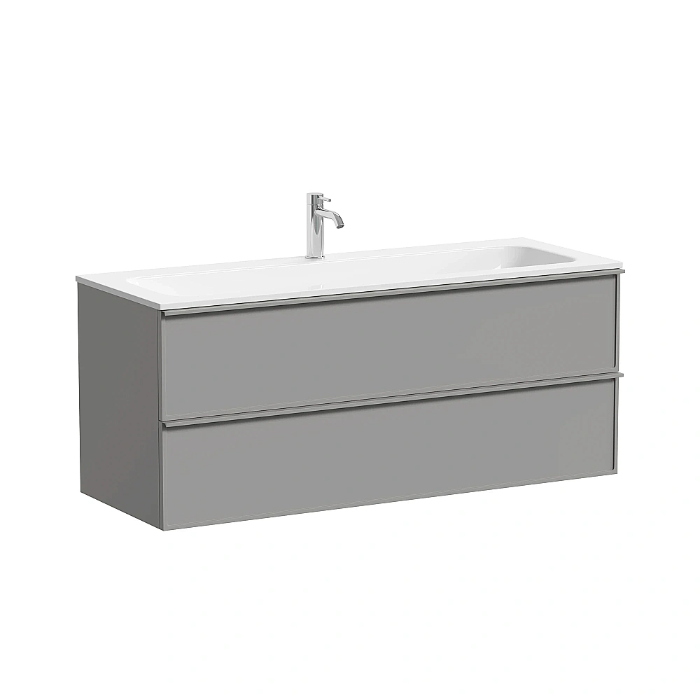 Тумба с раковиной Sancos Velta 120 VL120WG+CN7017 теплый серый матовая/раковина белая, с отверстием для ванной в интернет-магазине Sanbest