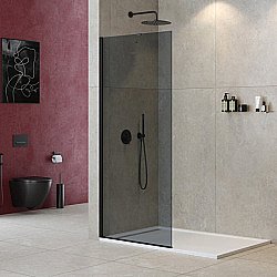 Душевое ограждение Cezares LIBERTA-L-1-TB-120-GR-NERO стекло графит/профиль черный купить в интернет-магазине Sanbest