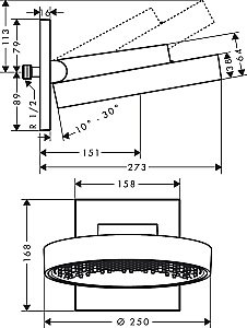 Верхний душ Hansgrohe Rainfinity 250 1jet Хром 26226000 купить в интернет-магазине сантехники Sanbest
