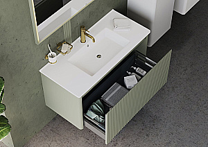 Тумба с раковиной Allen Brau Gravity 100 1.370018.WM белая матовая для ванной в интернет-магазине Sanbest