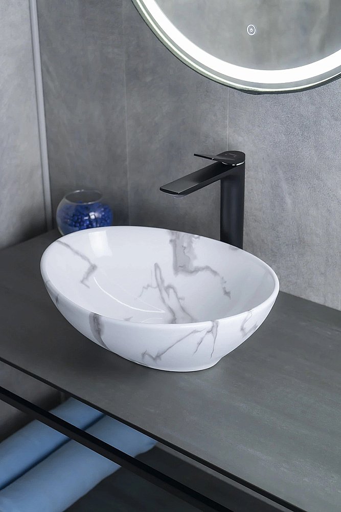 Раковина накладная Gid Lago 41 Mnc138C 54473 под камень глянцевая купить в интернет-магазине Sanbest