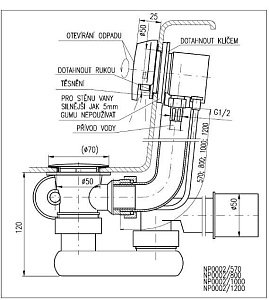 Слив-перелив для ванны Rav-Slezak NP0002/570CMAT купить в интернет-магазине сантехники Sanbest