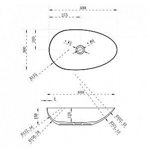 Раковина накладная ABBER Stein AS2615 60 белая матовая купить в интернет-магазине Sanbest