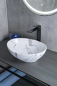 Раковина накладная Gid Lago 41 Mnc138C 54473 под камень глянцевая купить в интернет-магазине Sanbest
