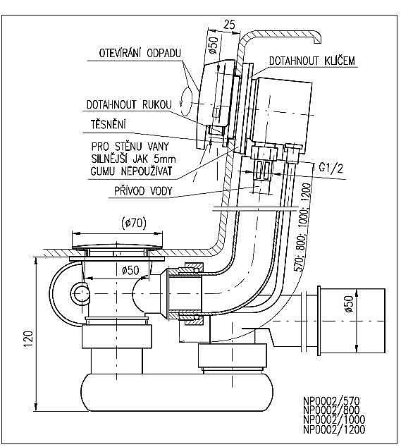 Слив-перелив для ванны Rav-Slezak NP0002/570CMAT купить в интернет-магазине сантехники Sanbest