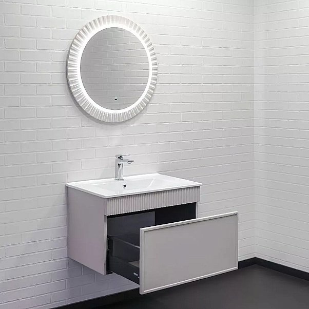 Тумба с раковиной Comforty Мадрид 70 00-00020643 серый шелк для ванной в интернет-магазине Sanbest