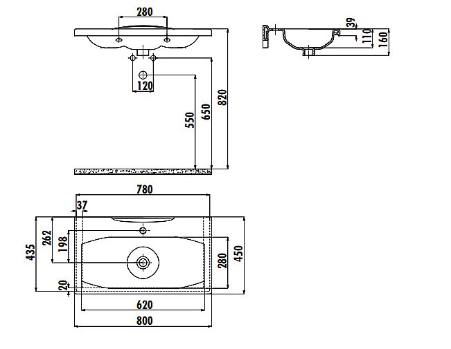Раковина Creavit Luna 80 LN180-0000 белая купить в интернет-магазине Sanbest