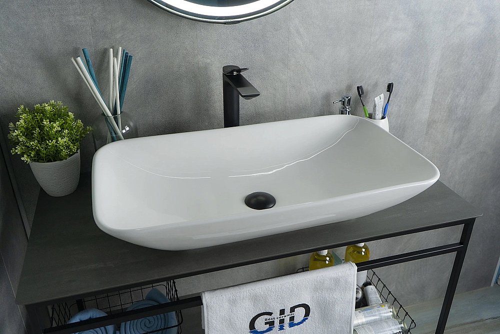 Раковина накладная Gid Geometrico 70 N9122 (E408) 51124 белая купить в интернет-магазине Sanbest