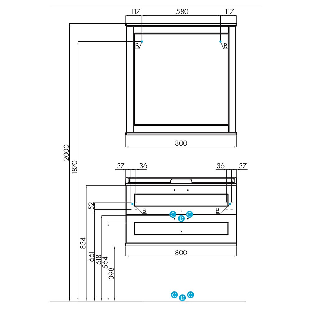 Зеркало Акватон Леон 80 дуб белый в ванную от интернет-магазине сантехники Sanbest