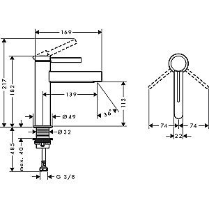 Смеситель для раковины Hansgrohe Finoris 76023670 черный матовый купить в интернет-магазине сантехники Sanbest
