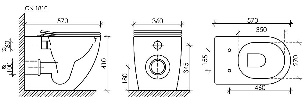 Унитаз приставной Ceramica Nova Mia Rimless CN1810 безободковый, с крышкой микролифт купить в интернет-магазине Sanbest