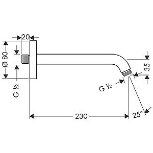 Кронштейн для верхнего душа Hansgrohe 27412000 купить в интернет-магазине сантехники Sanbest