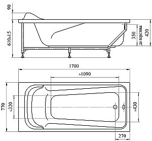 Акриловая ванна VANNESA Роза 169х77 купить в интернет-магазине Sanbest
