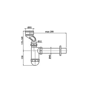Сифон для писсуара с манжетой Koller Pool A45A UWP купить в интернет-магазине сантехники Sanbest