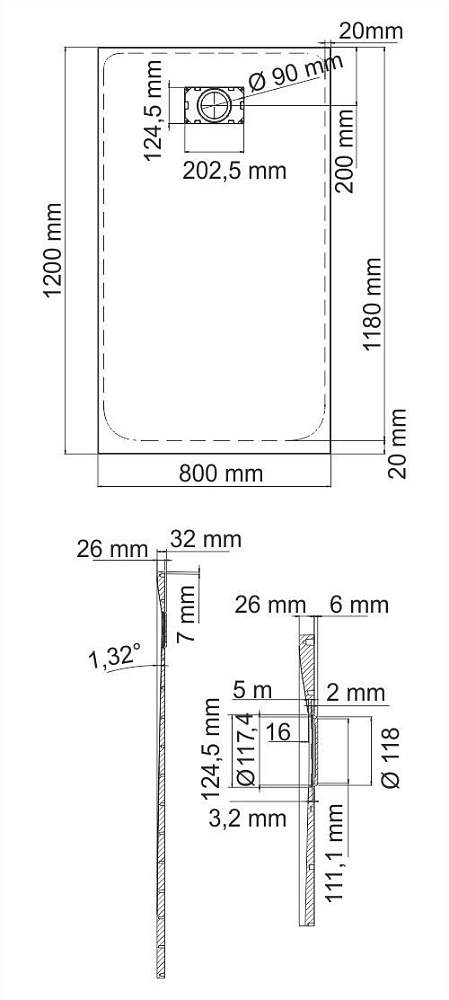 Душевой поддон WasserKRAFT Elbe 74T06 120x80 купить в интернет-магазине Sanbest