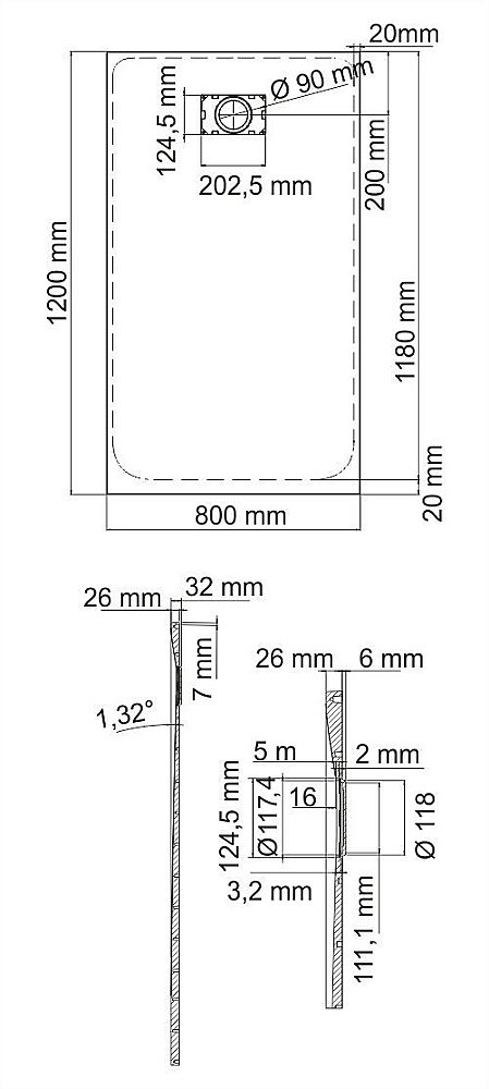 Душевой поддон WasserKRAFT Elbe 74T06 120x80 купить в интернет-магазине Sanbest