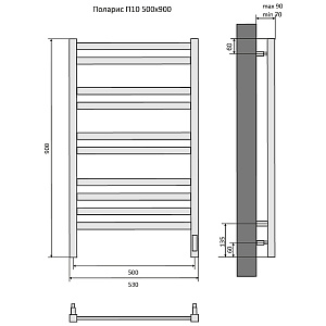 Полотенцесушитель Aquatek Поларис П10 50х90 AQ EL KO1090CH хром купить в интернет-магазине сантехники Sanbest