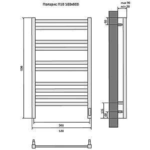Полотенцесушитель Aquatek Поларис П10 50х90 AQ EL KO1090CH хром купить в интернет-магазине сантехники Sanbest