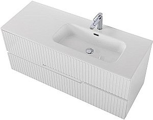 Тумба с раковиной Cezares DUET-N 120 DUET-N-1200-2C-SO-BL белая глянцевая левая/правая для ванной в интернет-магазине Sanbest