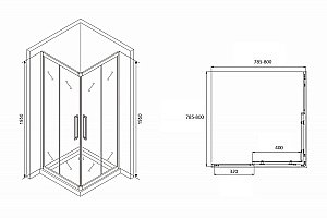 Душевой уголок ABBER Schwarzer Diamant AG02080BH 80х80 стекло прозрачное/профиль черный купить в интернет-магазине Sanbest