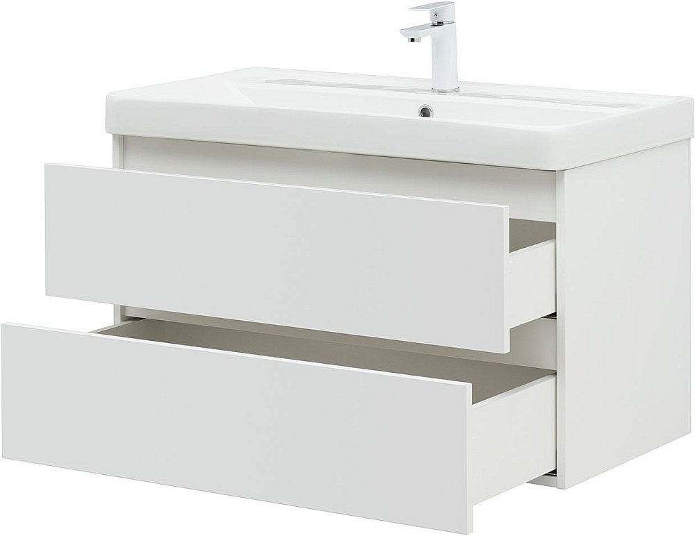 Тумба с раковиной Aquanet Вега 90 белый глянец для ванной в интернет-магазине Sanbest