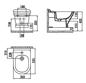 Биде подвесное Creavit Antik AN510 купить в интернет-магазине Sanbest