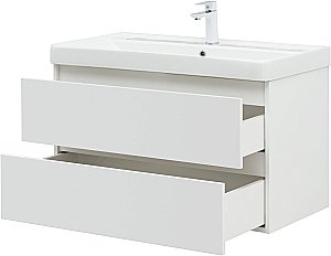 Тумба с раковиной Aquanet Вега 90 белый глянец для ванной в интернет-магазине Sanbest