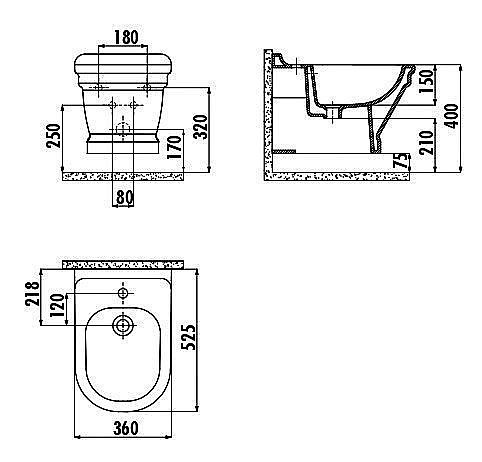 Биде подвесное Creavit Antik AN510 купить в интернет-магазине Sanbest