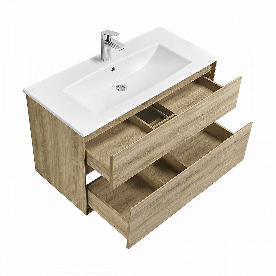 Тумба с раковиной Акватон Либерти 100 дуб эльвезия для ванной в интернет-магазине Sanbest