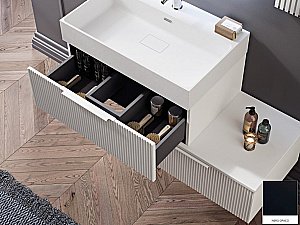 Тумба с раковиной Cezares Premium Plisse 91 Nero opaco для ванной в интернет-магазине Sanbest